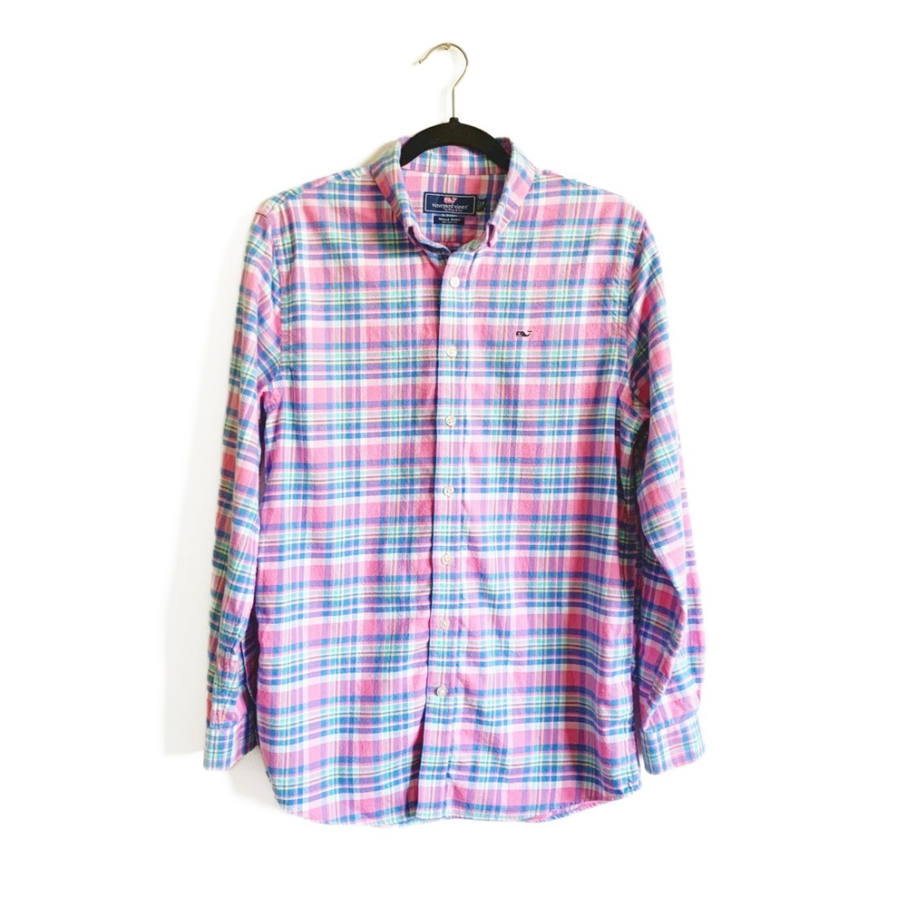 Vineyard Vines Boys Plaid Whale Shirt Button Down Flannel
